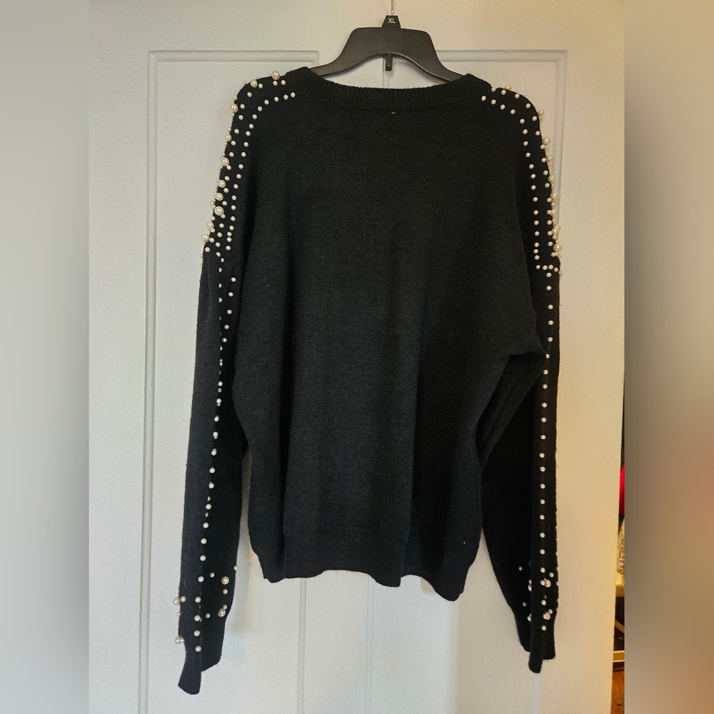Black Pearl-Embellished Sweater